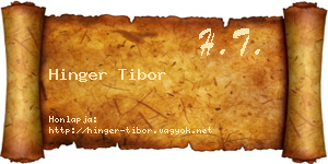 Hinger Tibor névjegykártya